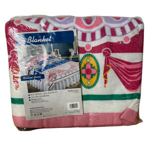 Vintage Beacon Blanket Carousel Horses Twin/Full 72x90 USA Acrylic Polyester New